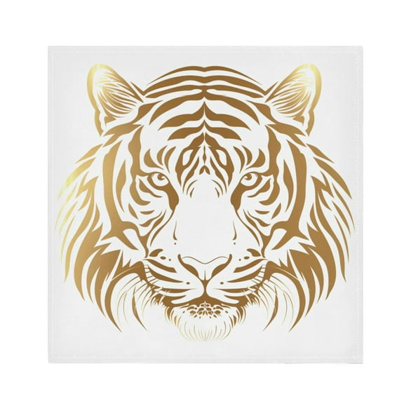 JSTEL Golden Tiger Portrait Cloth Napkins Set of 1, 20x20 Inch Washable and Reusable Napkin for Decoupage Dinner Party Everyday Use