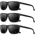 thumbnail image 1 of Gafas de sol QALLY polarizadas para hombre con montura rectangular negra, 1 of 7