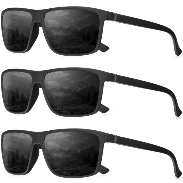 Gafas de sol QALLY polarizadas para hombre con montura rectangular negra
