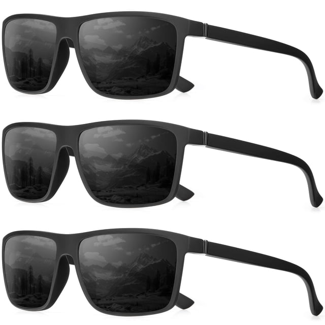 Gafas de sol QALLY polarizadas para hombre con montura rectangular negra