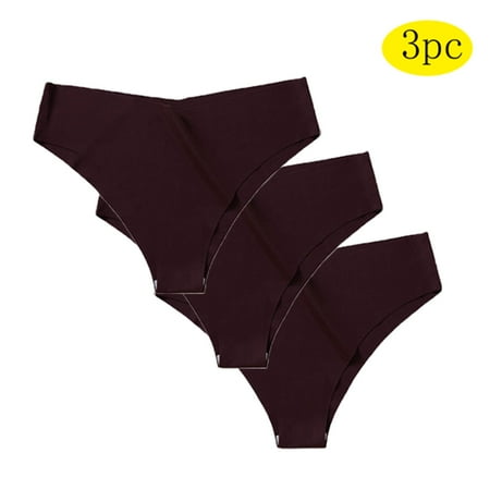 Wancir 3PC High Waist Bikini Underwear Womens Seamless Lace No Show Panties Soft Stretch High Cut Panties