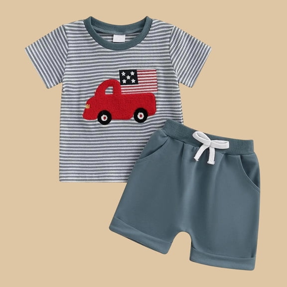 Sentuca Baby Summer Clothes Boys Short Sleeve Shirts and Shorts Casual Outfit Sets for Independent Day Gifts