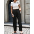 thumbnail image 7 of Cuteduck Women's Versatile Stretchy Waist Slacks for Women, Casual Straight Leg Pants with Slant Pockets S-2XL, 7 of 7