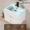 thumbnail image 5 of 24" Wall Mounted Bathroom Vanity with Ceramic Sink Top, Faucet, Decorative Wavy Edge, 5 of 10