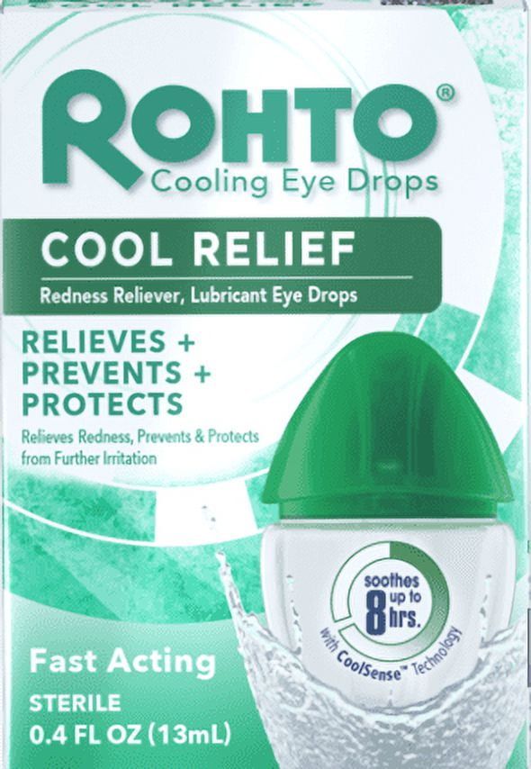 Rohto Cool Relief Cooling Eye Drops, Redness Reliever & Lubricant, Fast Acting, 0.4 fl oz (Pack Of 3)