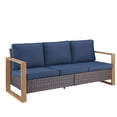 thumbnail image 2 of Unnifurnzi Outdoor Wicker Couch-3 Seater High Back Patio Couch Patio Sofa for Deck Porch Garden Balcony Poolside-Brown/Blue, 2 of 7