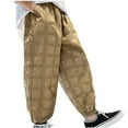 thumbnail image 2 of Teens Kids Baggy Pants with Pockets Size 8-15 Elastic Waist Cargo Pant Boys Casual Plaid Tapered Leg Loose Going-Out Hiking Trousers, 2 of 4