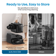 eufy Robot Vacuum Omni E28, HydroJet System , Portable Deep Cleaner, Turbo Suction, DuoSpiral™ Detangle Brushes, CornerRover™ Arm