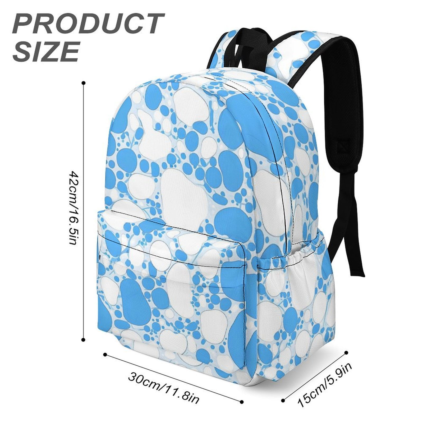 Large Capacity Half Print Backpack 11.8×16.5×5.9in Multifunctional Zipper Design Convenient Switch Milk Cow Skin Print Style PowDerBlue_4