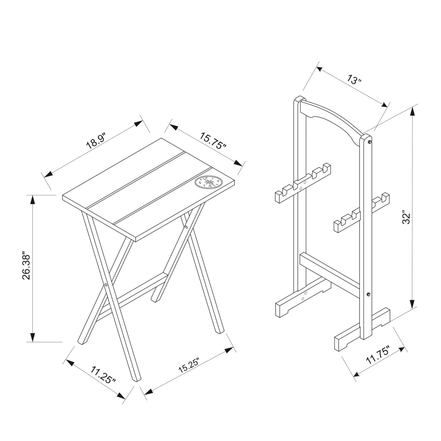 linon compass tray table set