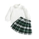 thumbnail image 1 of Gibobby faldas para mujer Camiseta de manga larga para niñas pequeñas Tops Trajes de falda con estampado a cuadros(Blanco， 6-12 Meses), 1 of 5