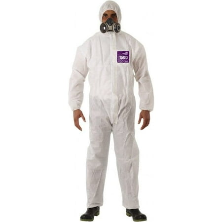 Microchem Collared Coveralls,M,White,SMS,PK25 WH15-S-92-100-03