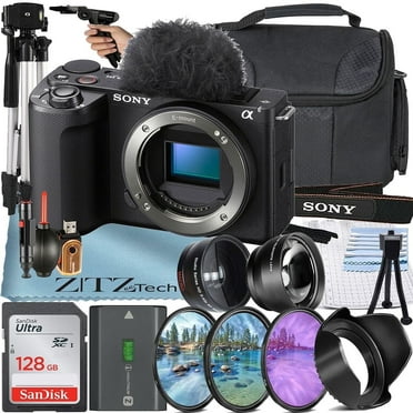Sony ZV-E10 II Mirrorless Camera , Black (Body Only) with SanDisk 128GB Card   Case   Wideangle   Telephoto   ZeeTech Accessory Bundle (International Version)