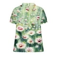thumbnail image 5 of GaThRRgYP Women's Short Sleeve Tops for Summer Casual Chic,Women's Ladies Fashion Casual Cropped Short Sleeve Printing Loose Shirt Blouse Top Green L, 5 of 5