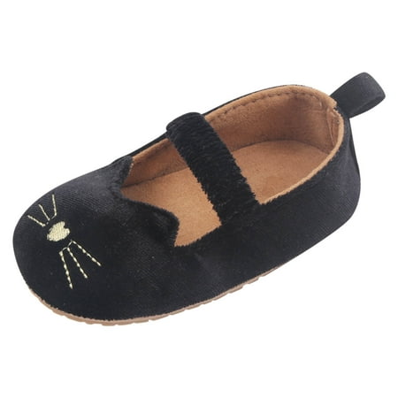 Baby Walking Shoes 1 Baby Sports Shoes Fashion New Pattern Cute Cat Hook Loop Breathable Flat Bottom Comfortable Sandals Black
