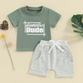 thumbnail image 2 of Bagilaanoe 2pcs Toddler Baby Boy Shorts Set Short Sleeve Letter Print T Shirt Tops + Shorts 6M 12M 18M 24M 3T Kids Casual Summer Clothes, 2 of 7