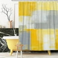 thumbnail image 2 of Yellow Stall Shower Curtain, Watercolor Yellow Contemporary Brush Strokes Oil Painting Abstract Geometric Bathroom Curtain Bathtub Decor Waterproof Fabric with Hooks, 36" Wx72 L, 2 of 6