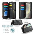 thumbnail image 3 of Crossbody for Samsung Galaxy S25 Case Wallet【RFID Blocking】with 10-Card Holder Zipper Bills Slot, Soft PU Leather Magnetic Shoulder Wrist Strap for Galaxy S25 Wallet Case Women, Black, 3 of 10