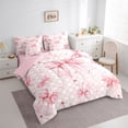 thumbnail image 3 of jejeloiu Ribbon Bowknot Print 7pcs Bedding Comforter Set,Classic Geometric Checkered Queen Bedding Sets For Kids Reversible, 3 of 8