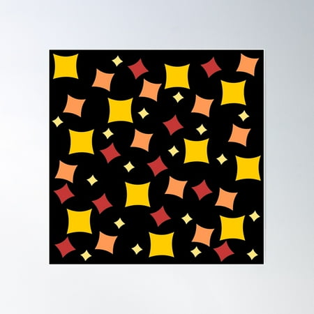 Funky Wobbly Squares Poster Wall Art, Modern Wall Decor For Living Room Bedroom, 30x30 UNFRAMED