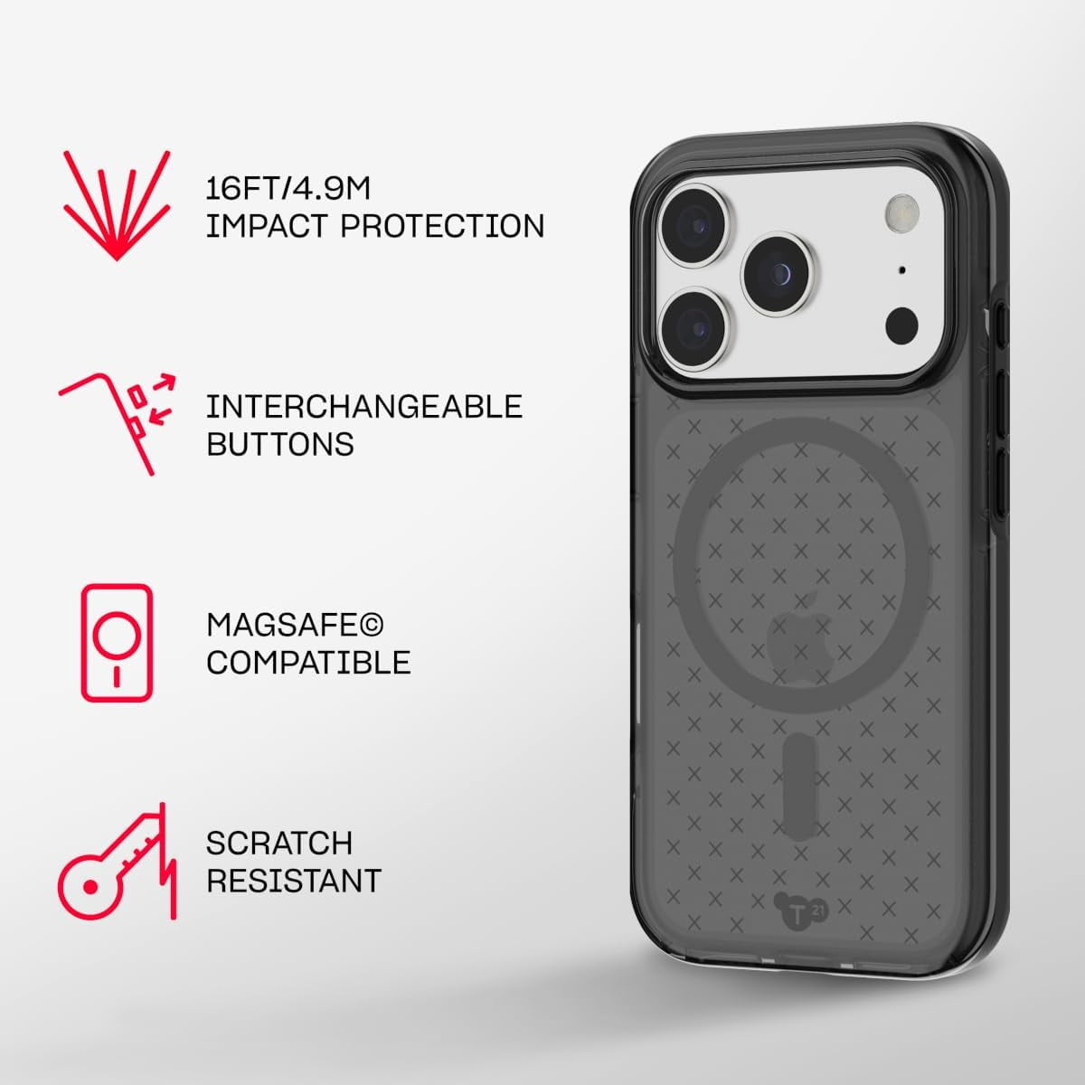 Tech21 EvoCheck Case for iPhone 17 Pro Max  Smokey/Black  Slim Protective Case  Impact Protection  MagSafe Compatible