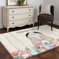 thumbnail image 4 of Rectangle Area Rug 4x6ft, Colorful Eggs Bunny Tail Flower Leaf on Wood Non-Slip Non-Shedding Floor Mat, Happy Easter Washable Sturdy Carpet for Living Room Bedroom Home Decor, 4 of 9