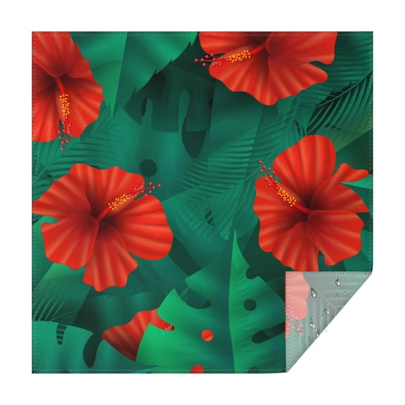 60x60in(152x152cm) Square Tablecloth, Waterproof Polyester Table Cover, Wrinkle Resistant & Washable Fabric for Dining, Kitchen, Picnic, Tropical Leaf Print