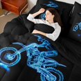 thumbnail image 4 of jejeloiu Blue Dirt Bike 7pcs Bedding Comforter Set,Extreme Sport Queen Bedding Sets For Boys Kids Reversible, 4 of 8