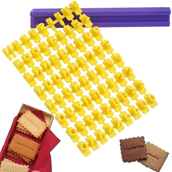 Alphabet Letter and Number Cookie Stamp Cutter Set, Biscuit and Cake Mold Tools for Baking, TIKA