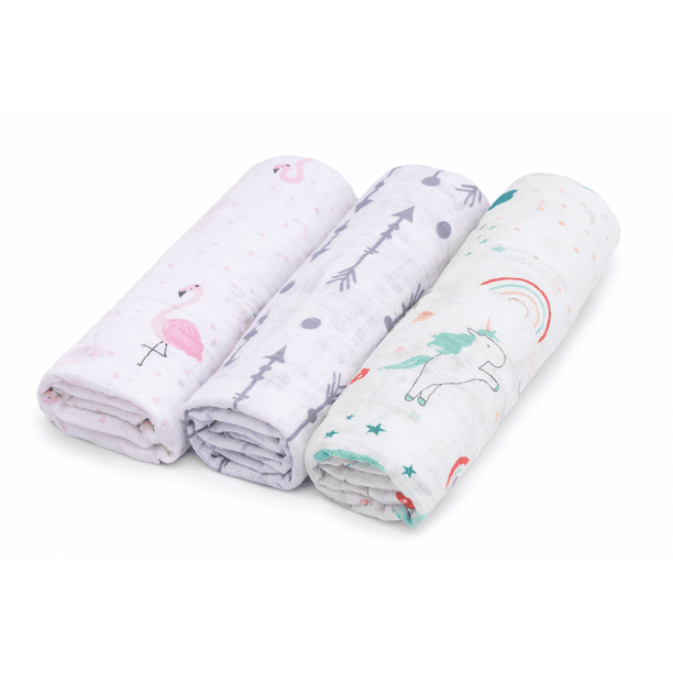 Set 3 Mantas Muselina Bebé 100% Algodón Suave Transpirable Dara Baby