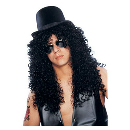 Black Curly Rocker Wig for Adults