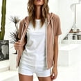 thumbnail image 6 of Sahpxhe Womens Zip up Hoodies Slim Fit Short Sleeve Casual Sweatshirts Lightweight Drawstring Athletic Running Thin Jacket Khaki XXL, 6 of 7