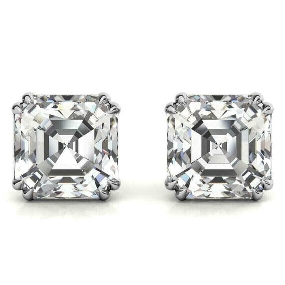 4Ct Asscher Cut CZ Solitaire Stud Earrings for Women's 925 Sterling Silver