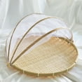 thumbnail image 3 of Hand-Woven Food Serving Tent Basket, Fruit Vegetable Bread Cover Storage Container Outdoor Picnic Food Cover Mesh Tent Basket With Gauze(Dust-Proof) Keep Out Flies, Bugs, Mosquitoes, 3 of 6