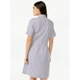 thumbnail image 3 of Free Assembly Women's Wrap Shirt Dress with Short Sleeves, 3 of 6