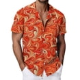 thumbnail image 2 of Summer Vacation Mens Short Sleeve Button Down Shirts Lightweight Casual Funny Print Top Orange XXXXL, 2 of 5
