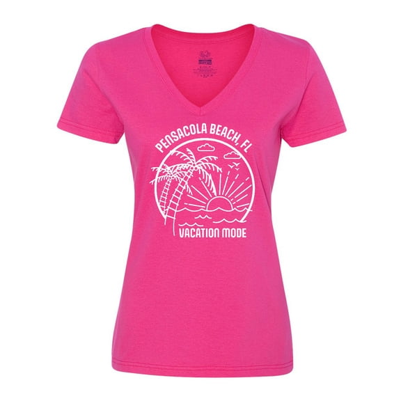 Inktastic Summer Vacation Mode Pensacola Beach Florida Women's V-Neck T-Shirt