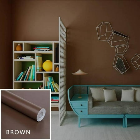 

Self-Adhesive Paper PVC Home Decorative Film Furniture Cupboard Wardrobe Paint Sticker Waterproof Removable Sticker 15.8 x 23.6 Brown