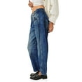 thumbnail image 3 of Women's  Mid Rise Baggy Boyfriend Jeans Vintage Wide Leg Barrel Denim Ankle Pants, 3 of 6