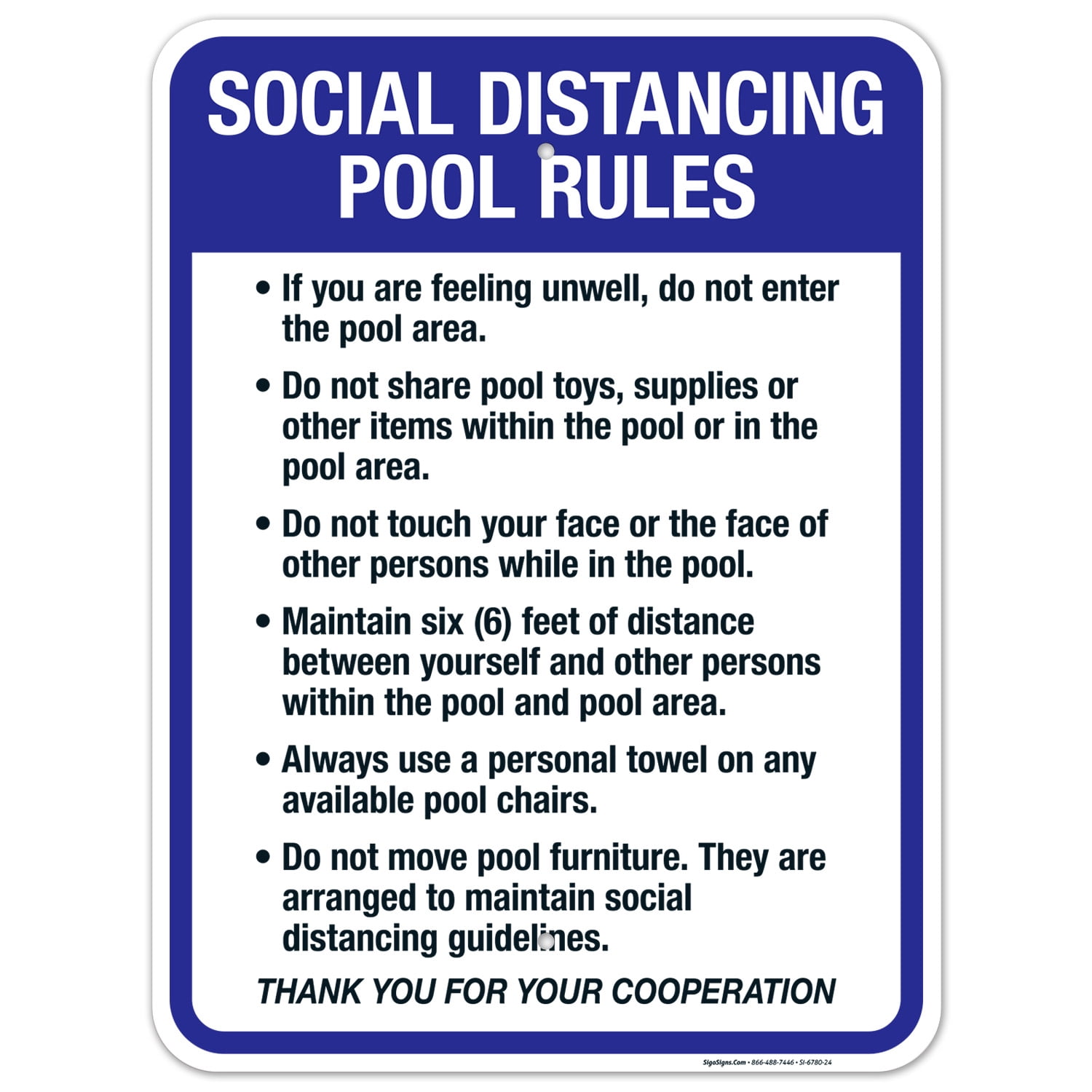 Social Distancing Pool Rules Sign, Pool Sign, 18x18 Aluminum - Walmart.com