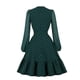 thumbnail image 2 of Vintage Women Ladies Polka Dot Long Sleeve Lace Up Casual Ruffle A-line Dress, 2 of 5