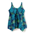 thumbnail image 4 of Swim 365 Women's Plus Size Longer-Length Handkerchief Hem Tankini Top, 4 of 6