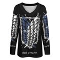 thumbnail image 4 of Attack On Titan Womens T Shirts V Neck Long Sleeve Tops Causal Loose Summer T-Shirts L, 4 of 7