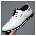 thumbnail image 5 of Mens Casual Oxfords Leather Business Office Loafers Comfortable Fashion Lace-up Formal Flat Shoes White 12 US, 5 of 7