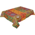 thumbnail image 3 of Orange Tablecloth Rectangle/Oval Retro Boho Geometric Floral Plaid Table Cloth Outdoor Waterproof Orange Tablecloths for Party Picnic Indoor Table Cover for Dining/Kitchen 60x120inch, 3 of 5