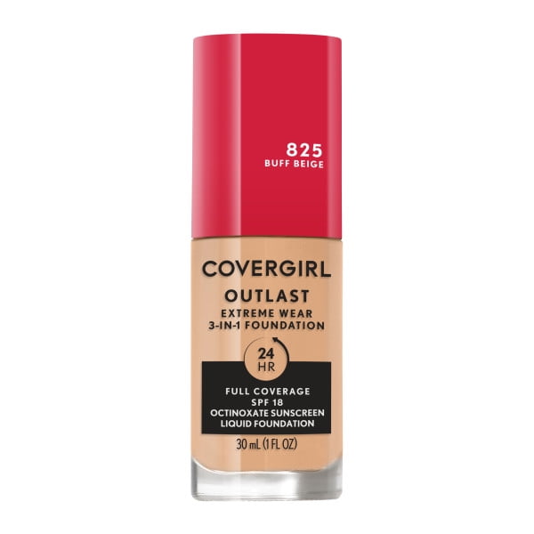 COVERGIRL Outlast Extreme Wear Foundation SPF18, 825 Buff Beige, 1 oz