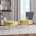 thumbnail image 4 of Designart "Grey And Yellow Blur Abstract" Upholstered Mid-Century Accent Chair - Arm Chair, 4 of 5