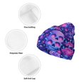 thumbnail image 3 of Pofeuu blue Skull purple flower1 Print Beanie Hat for Men Women Knit Winter Hat Warm Cuffed Skull Beanie Slouchy Soft Unisex, 3 of 6