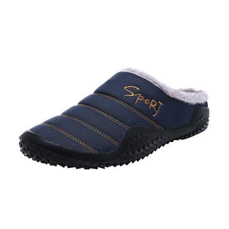 

Rdeuod Slippers Men S Waterproof Non Slip Plush Plus Velvet Warm Home Cotton Shoes House