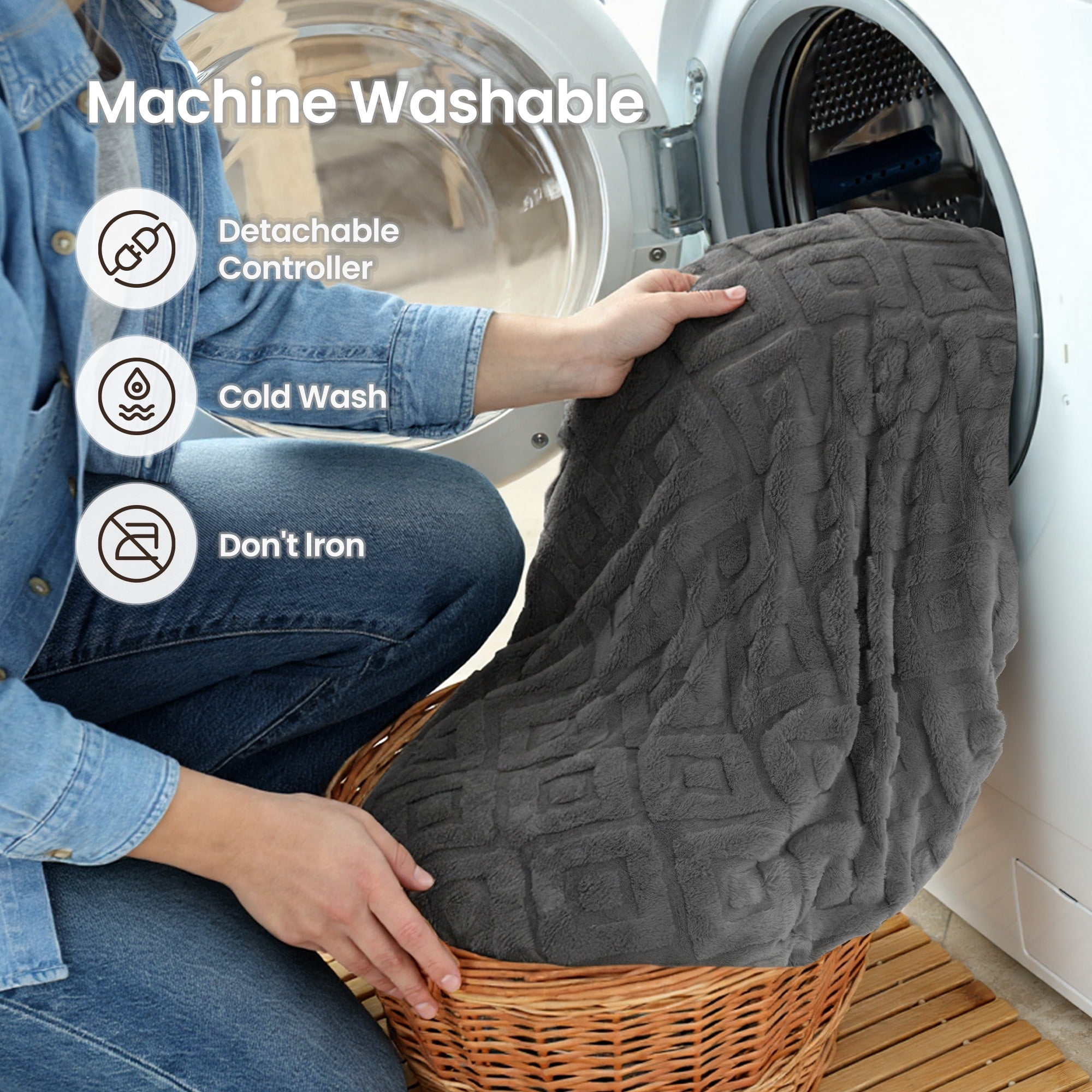 MaxKare Heated Blanket with ETL Certified, Electric Blanket 6 Heating Levels, 10H Auto off, Faux Fur & Shu Velvet, 72" x 84" Gray